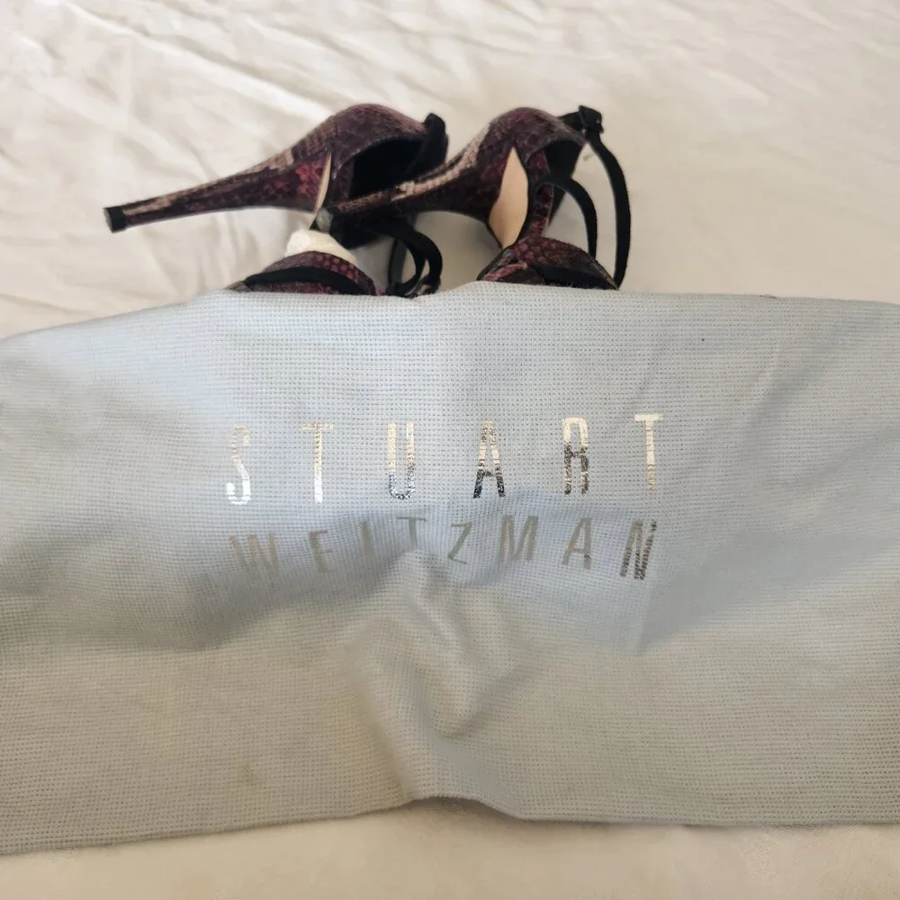 Stuart Weitzman RARE T Strap Python heels size 7 - Picture 7 of 9